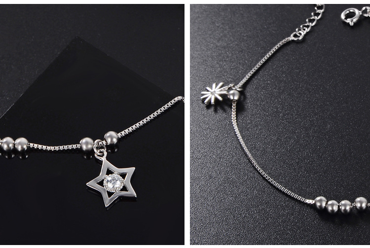 Diamond S925 Silver Zircon Anklet Ladies Star Jewelry Anklet Wholesale display picture 2