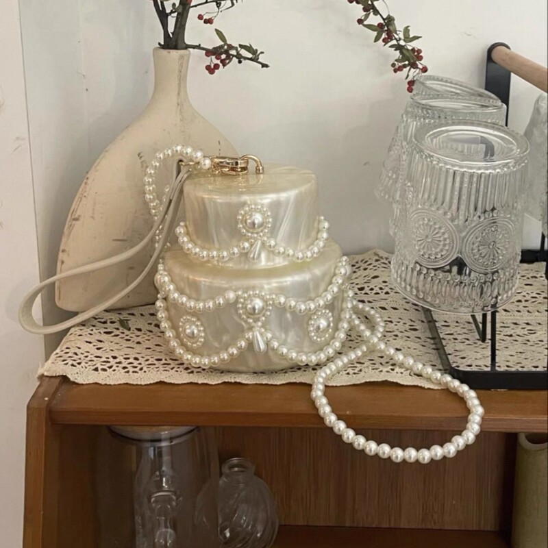 2025 Cross-Border Fashion White Water Drop-Shaped Acrylic Shoulder Crossbody Bag Clutch Bag Party Birthday Gift