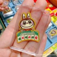 Shuibei 999 чистое золото labubu золотая наклейка на мобильный телефон Bubble Mart мультяшные милые счастливые золотые хлопья