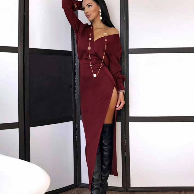 Sexy V-neck Slim-Fit Long Sleeve Slim Fit Hip-Wrapped Elegant Dress - Dresses - Uniqistic.com