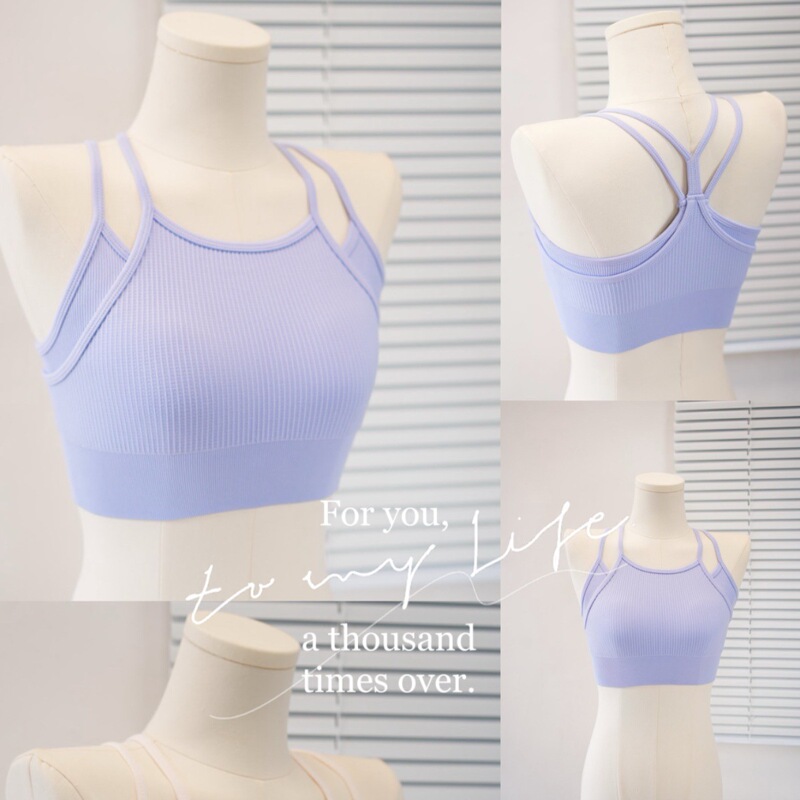 Sports Bra Women's Medium and High Intensity Knitted Fitness Bra Yoga Top Yoga Clothing Vest All-In-One Chest Pad