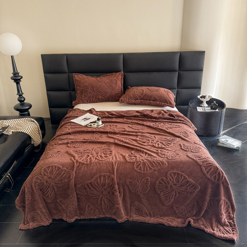 Exportaciones transfronterizas exclusivas para el comercio exterior, nueva manta de jacquard de mariposa Tafu, terciopelo de cordero, terciopelo de leche, terciopelo Falai