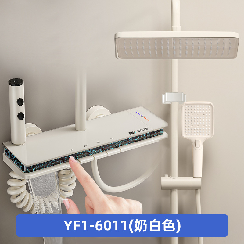 Ducha de baño doméstico conjunto de teclas de piano mixtas de pulverización presurizada de cobre caliente y frío agua superior pulverización hotel idéntico