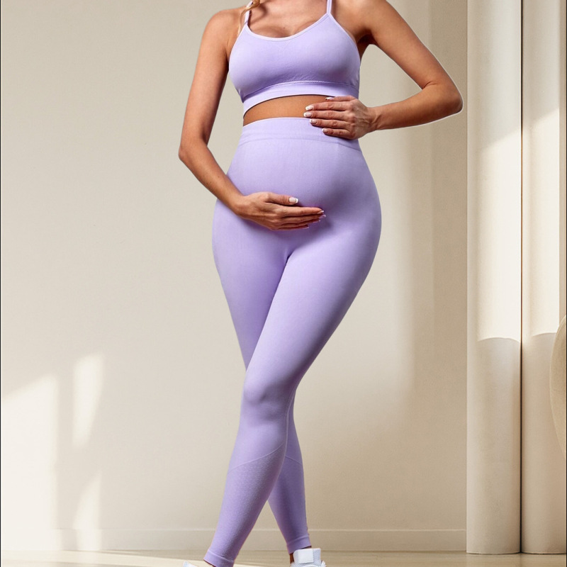 Pregnant Women's Yoga Clothing Set, High-End Summer Belly Support, Maternity Yoga Clothing Pants, Yoga Clothing Women's Suit, Summer Style