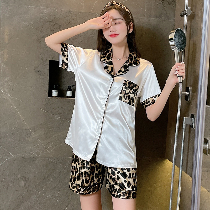 帮手描述图:睡衣女丝绸女士夏季短袖仿真丝冰丝薄款舒适家居服套