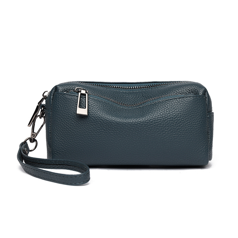 外贸真皮手拿包多功能手机包女大容量休闲潮搭时尚简约手拎化妆包