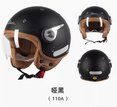 BEON Motorcycle Retro Helmet Men's: Motorcycle Safety Supplies - matt-black-exclusive-model-s