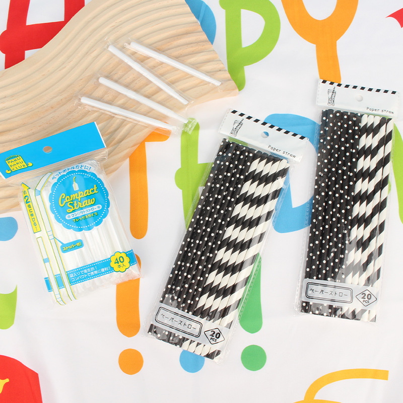 Japanese original import MARUKI birthday party student child universal 0.6cm party use disposable straw