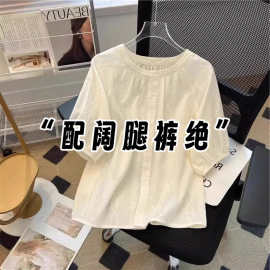 仅用于产品展示勿拍-法式泡泡袖t衬衫女夏季新款减龄娃娃衫宽松遮