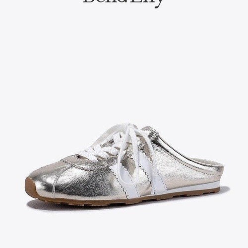 2025 New Style Fashionable Versatile Soft Sole Slimming Women's Silver Colorway Shoes Trendy Fashion Ballet Flat Shoes