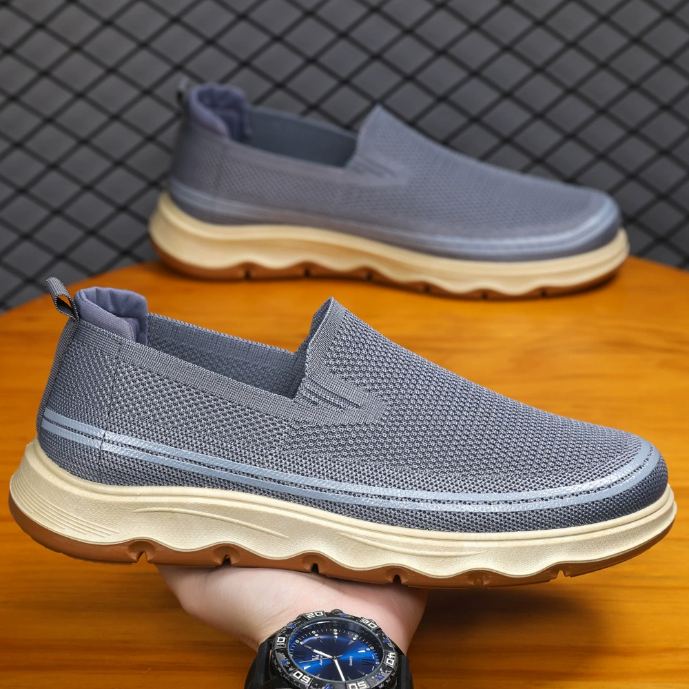 Мужская обувь новая эластичная ткань дышащая повседневная одиночная обувь плоская подошва легкая обувь для пожилых людей