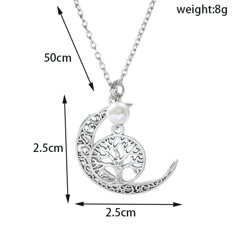 Moon tree hollow pendant pearl accessories luxury niche necklace