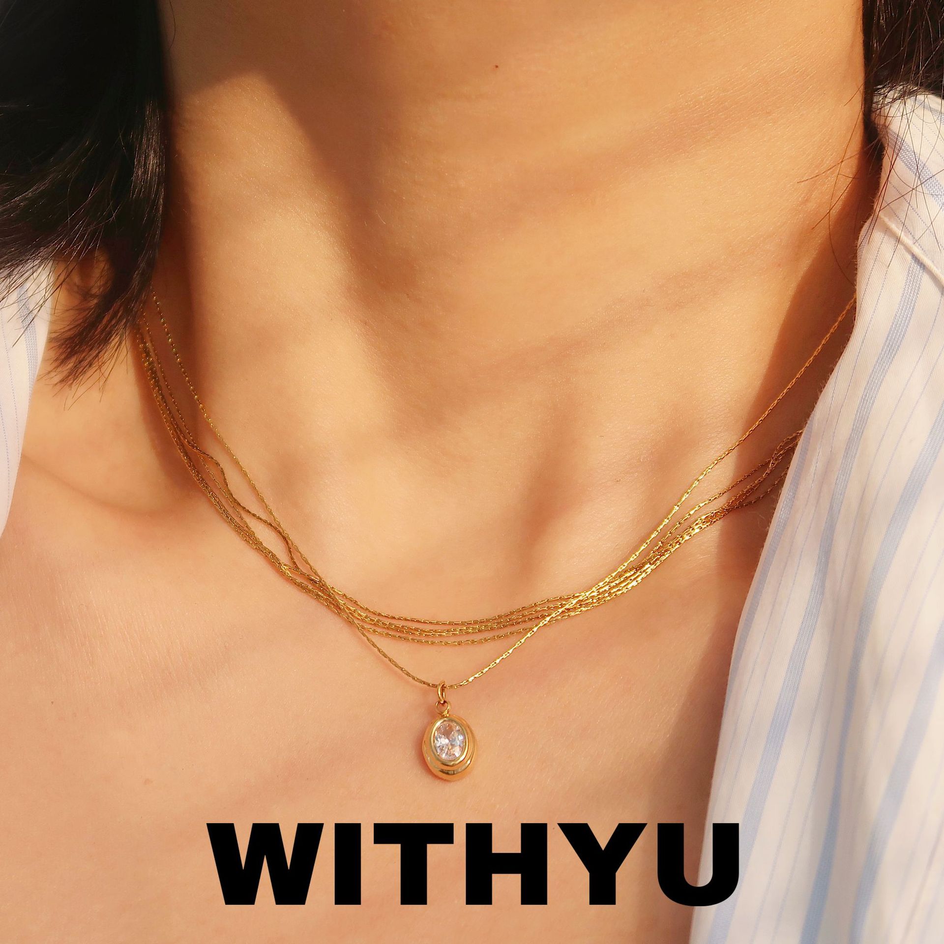 10g Weight Zircon Inlay Material Pendant Necklace Classification 1 Piece Quantity Daily Occasion Titanium Steel Material Oval Pattern Women's Gender Plating, Inlay Design Retro Style Titanium Steel Retro Oval Plating Inlay Zircon Pendant Necklace 1