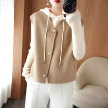 100%澳毛2025新款百搭羊毛呢女士马甲V领休闲小香风小个子外套