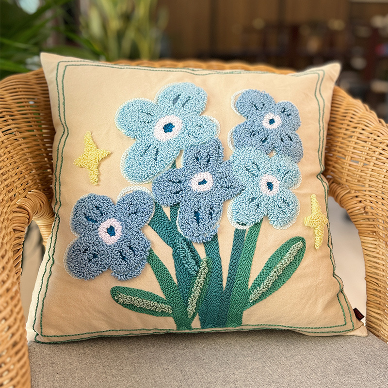 Nuevo tipo de funda de almohada de ruso bordado Lu bordado mano flor estereoscópica funda de cojín de sofá