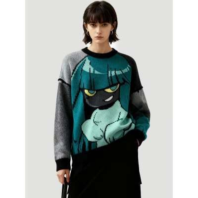American-Style Cartoon Hades Lazy Dora Lazy Sweater Coat Loose-Fitting Autumn and Winter New Unisex Pullover Knitwear American-Style Cartoon Hades Lazy Dora Lazy Sweater Coat Loose-Fitting Autumn and Winter New Unisex Pullover Knitwear