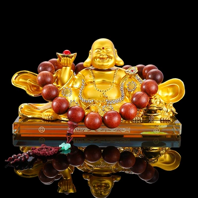 ornaments car perfume seat Car ornaments - crystal-bottom-20128cm900-grams-golden-maitreya-solid-wood-beads