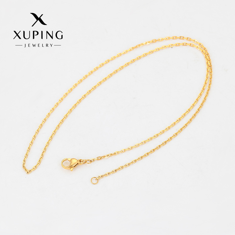 Xuping moda europea y americana transfronteriza de acero inoxidable 24k color temperamento simple cadena clásica diaria fácil collar