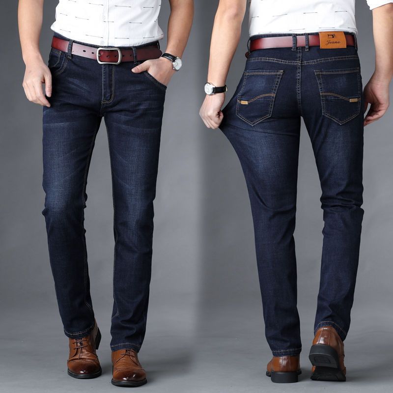 Yumao jeans elásticos para hombres pantalones casuales de negocios de talla grande sueltos rectos pantalones para hombres al por mayor para jóvenes
