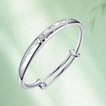 热卖新气质手工精工雕琢忘忧草手镯 优雅时尚牡丹花花卉推拉手镯