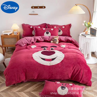 Disney Milk Fleece Four-piece Winter Coral Fleece Quilt Cover Bed Sheet Three-piece Fleece Flannel