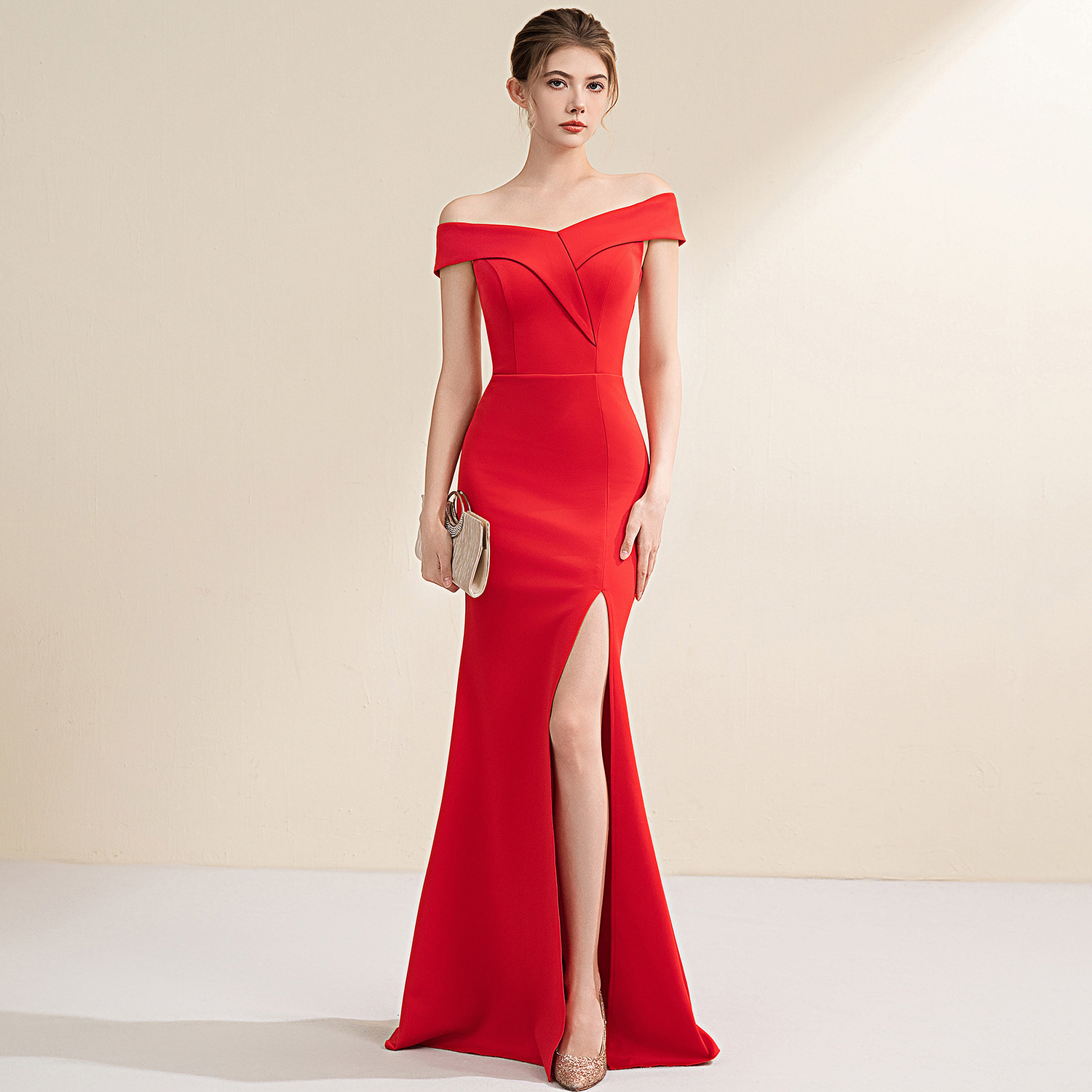 Evening dress female bride toast dress off-shoulder slim-fit slimming elegant socialite banquet dinner long fishtail dress