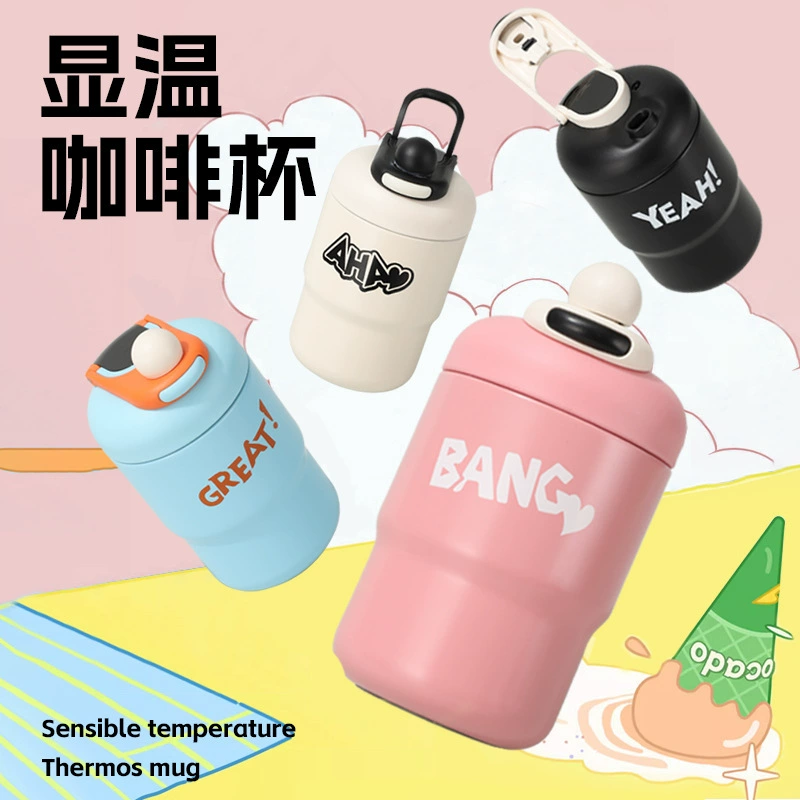 Новый стиль смарт-температура из нержавеющей стали кофейные чашки для девочек с высоким содержанием цвета теплоизоляционные чашки портативные ручные чашки для воды оптом