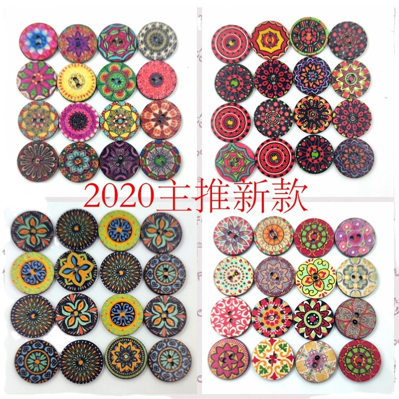 En stock promoción principal nuevo patrón retro bohemio botón redondo patrón antiguo europeo impresión oblea