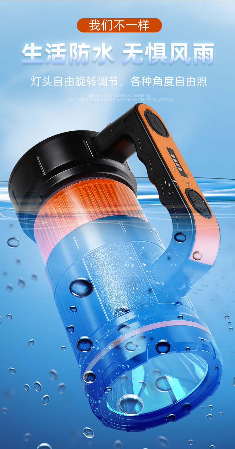 Cross-border outdoor flashlight, multifunctional, long-lasting, strong light, long-range, with tools, rechargeable, high-power portable light
