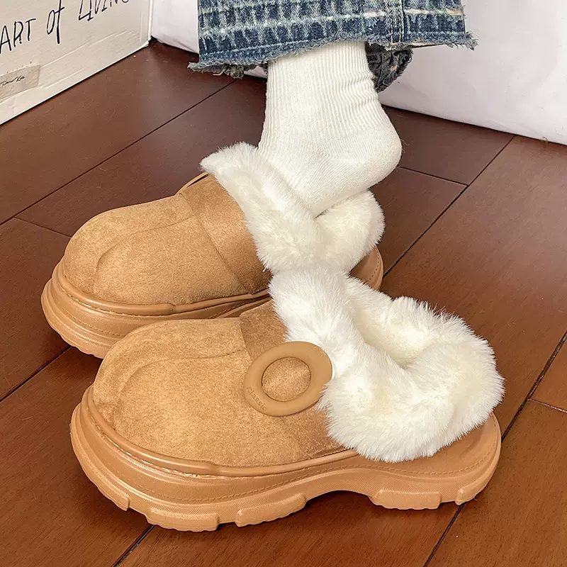 2025秋冬季新款时尚厚底包根棉鞋踩屎高级感居家室内外穿棉拖鞋女