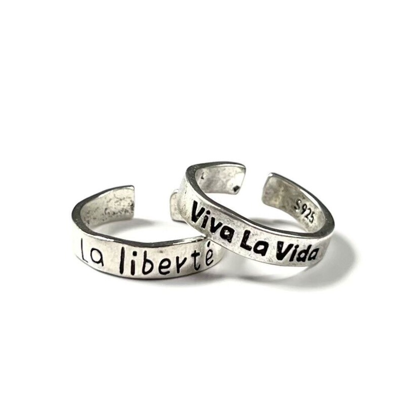 Viva La Vida Long Live Life/La liberté Free Couple Ring Adjustable Retro Ring