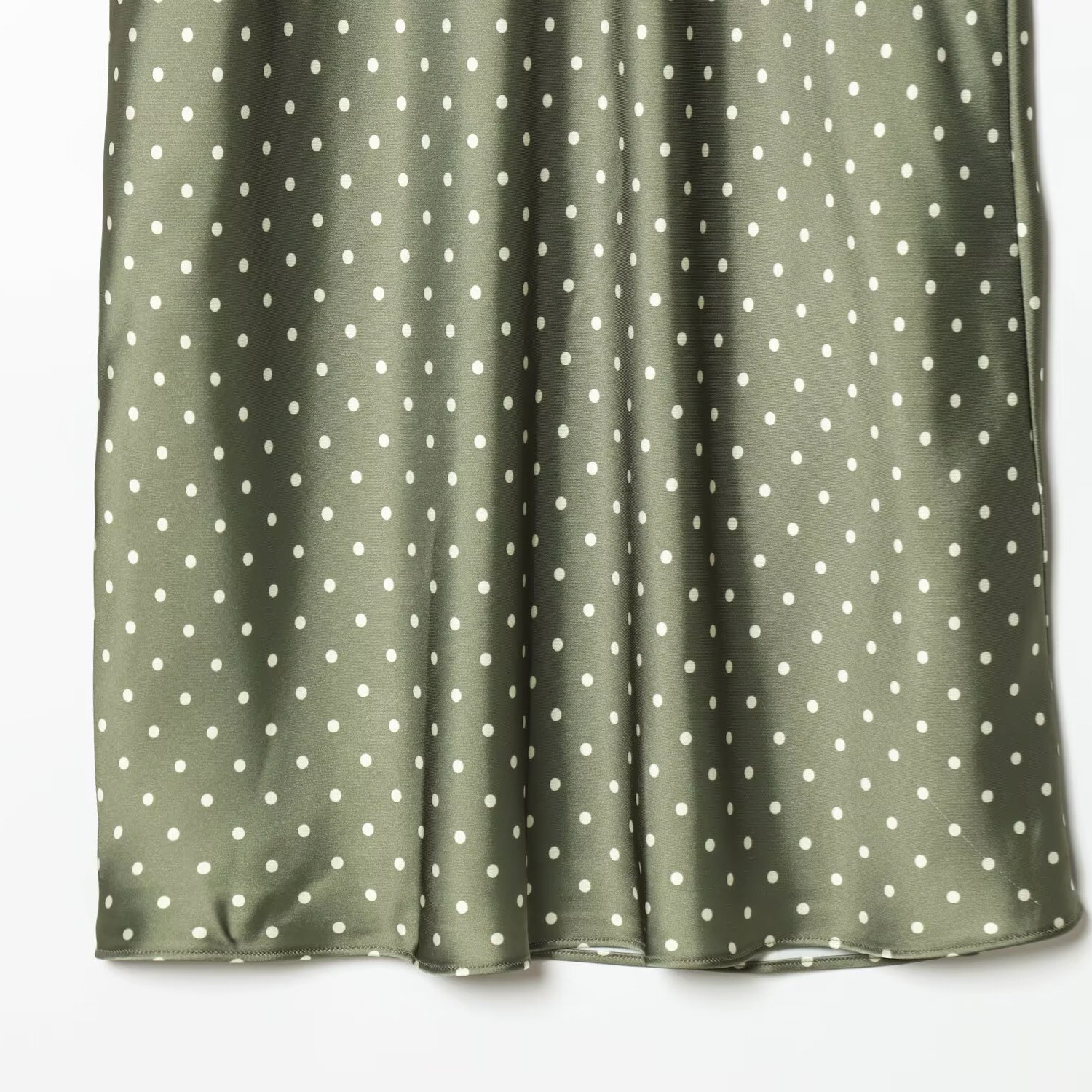 Elegant Midi Skirt With Satin Feel & Polka Dot Pattern For Women, Office To Evening Wear, Black Green White Slate Blue_ecoleips.com