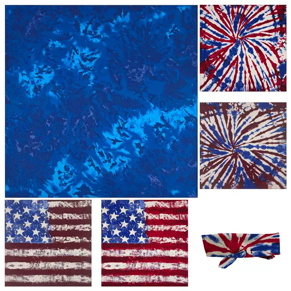 Cross-Border Paisley Flag, Stars and Stripes Flag, Radiating Flag, Blue Creek Water, Cotton 55cm, Outdoor Headscarf