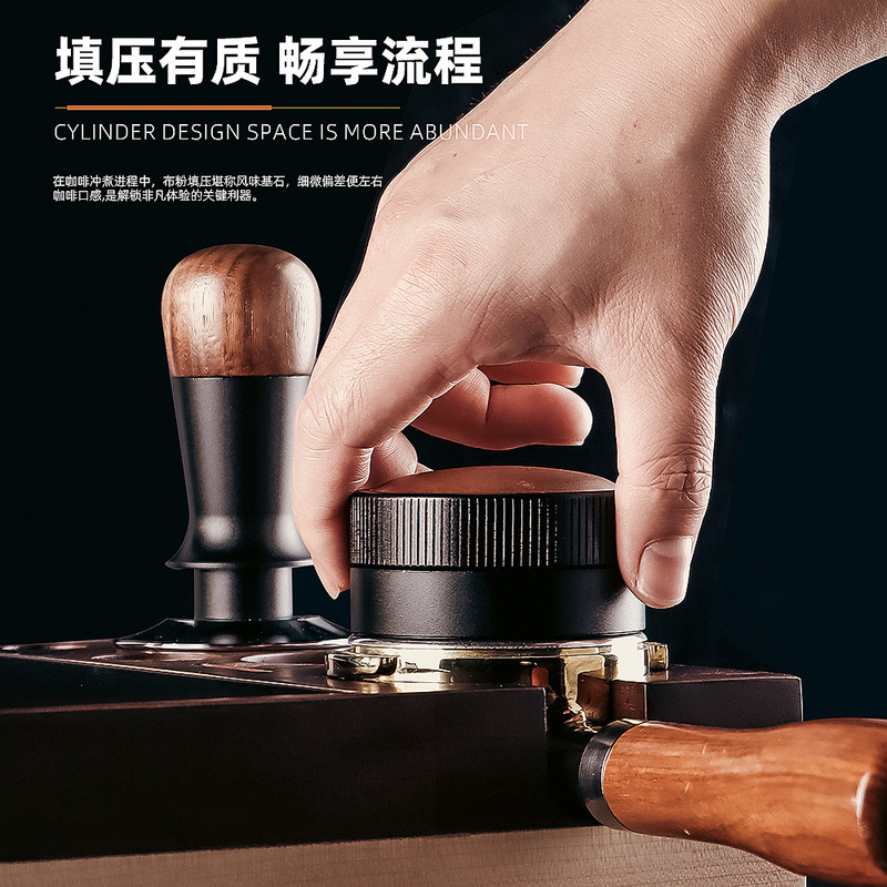 胡桃木自己重力コーヒー布粉器イタリア式コーヒー器具圧粉器セット圧粉ハンマー51/53/58mm|undefined