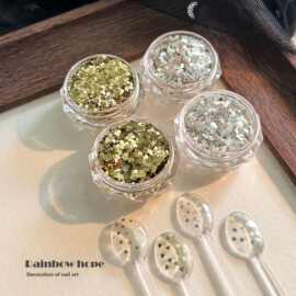 爆闪耐溶解电镀金银色迷你星星爱心亮片美甲饰品手工穿戴甲材料包