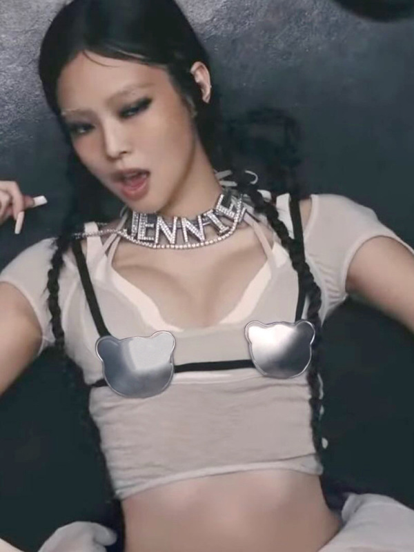 Jennie同款结构式分割镂空紧身假两件上衣甜酷辣妹风短款长袖T恤|undefined