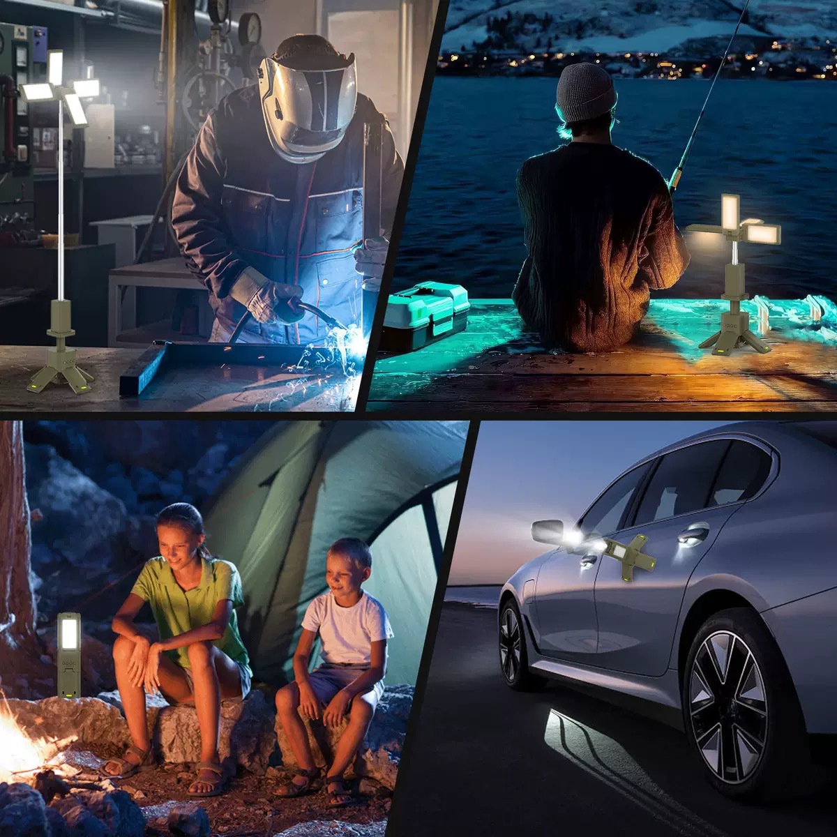 Multifunctional telescopic LED camping lamp