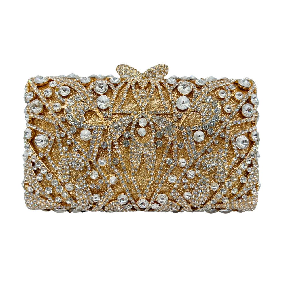 Fuente transfronteriza bolsas de cena de diamantes huecadas bolsas de cena de diamantes Europeos y americanos vestidos de banquete bolsas de mano cadena gris