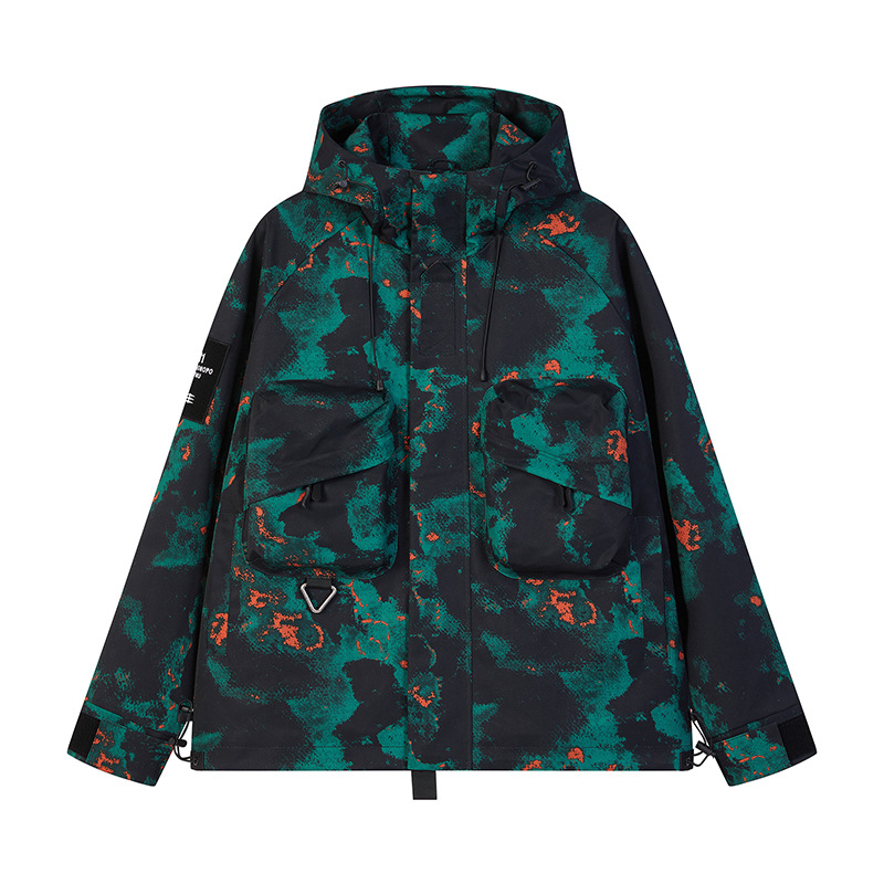 Herenkleding Unisex waterdichte windjack - Outdoor werkkleding stijl capuchon regenjas voor mannen en vrouwen (zwart, legergroen, camouflage)_voghion.com