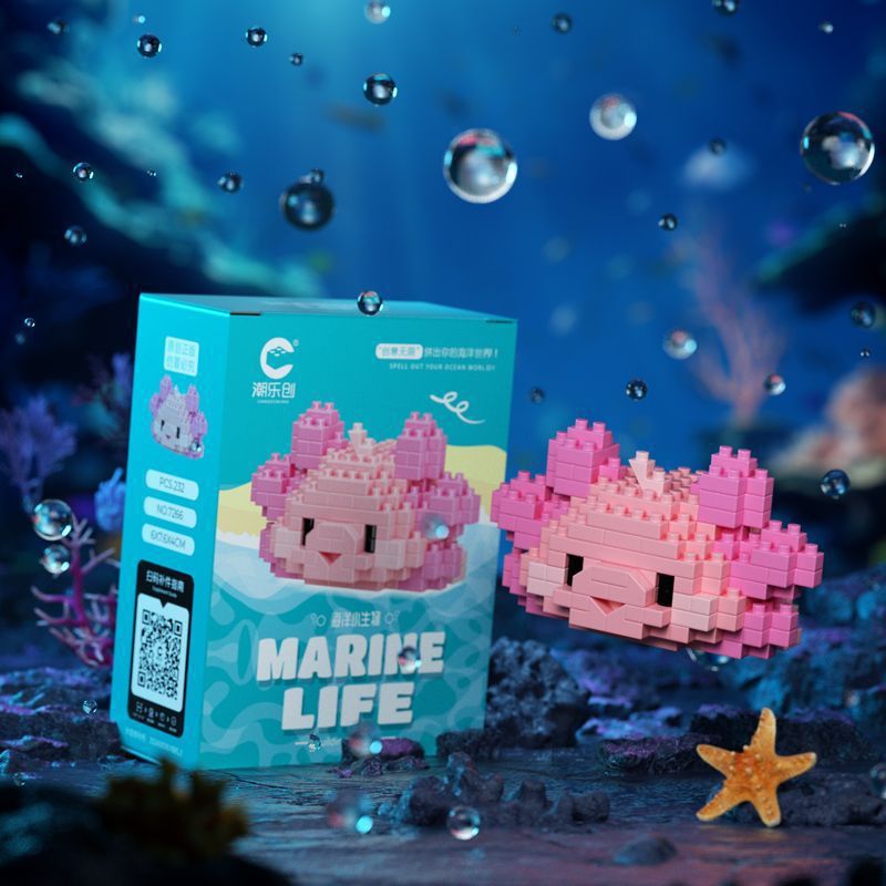 Compatible con Lego Ocean Animal Shark Pez payaso Muñeca de dibujos animados Bloque de construcción de juguete Regalo del día de los niños