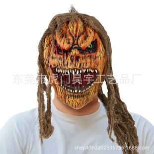 Cross-Border Hot-Selling Cloth Pumpkin Head Halloween Headgear Popular Horror Mask Latex Mask Character Cosplay