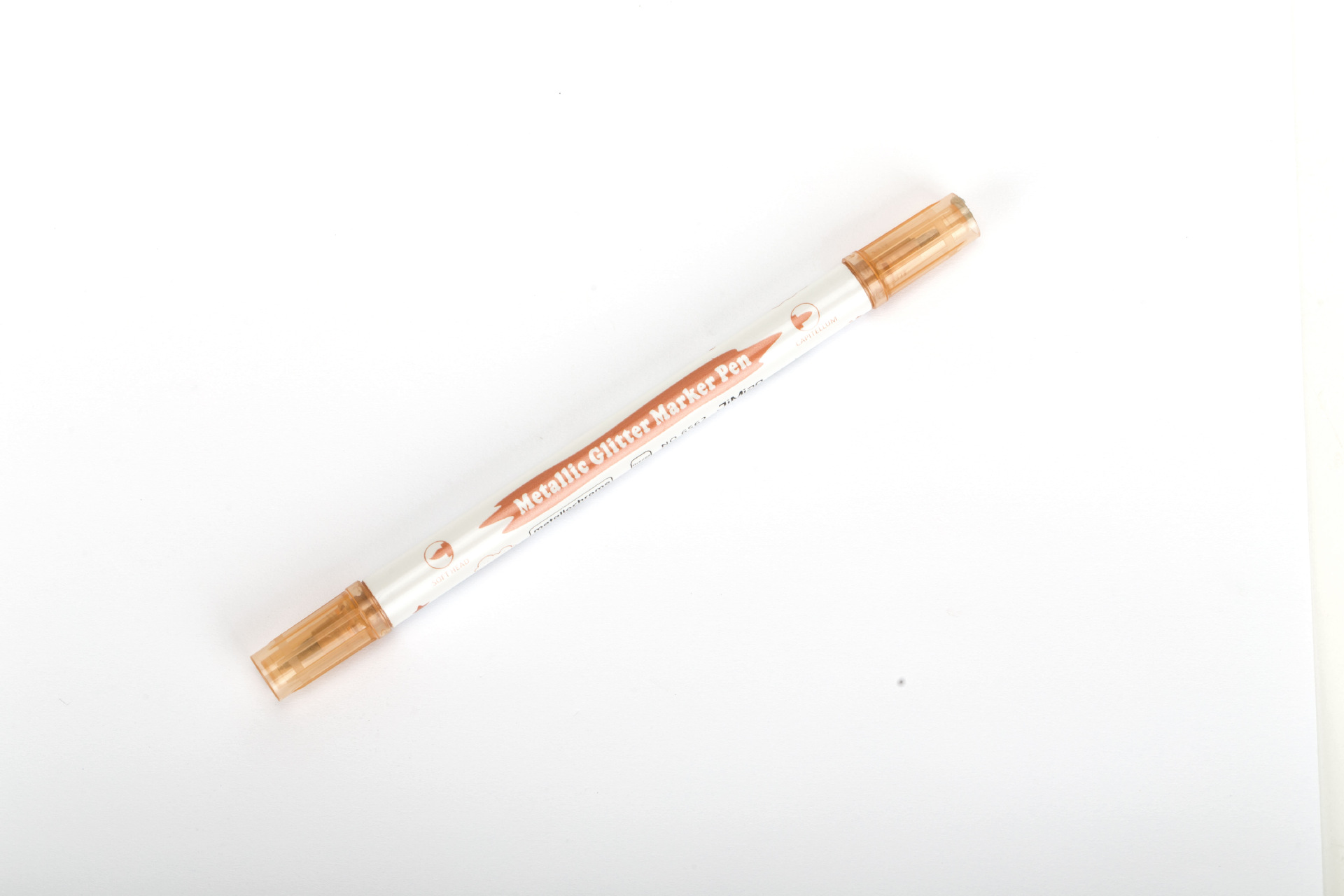 Marca de doble cabeza de metal color suave cabeza de la pluma cuenta de la mano pluma de productos genuinos arte pluma de alto brillo escritura regular pluma de metal brillante de oro