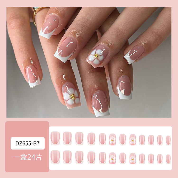 Parche de uñas postizas, uñas francesas europeas y americanas, uñas de uñas de uñas de uñas de diamantes de uso transfronterizo, productos terminados al por mayor de nails