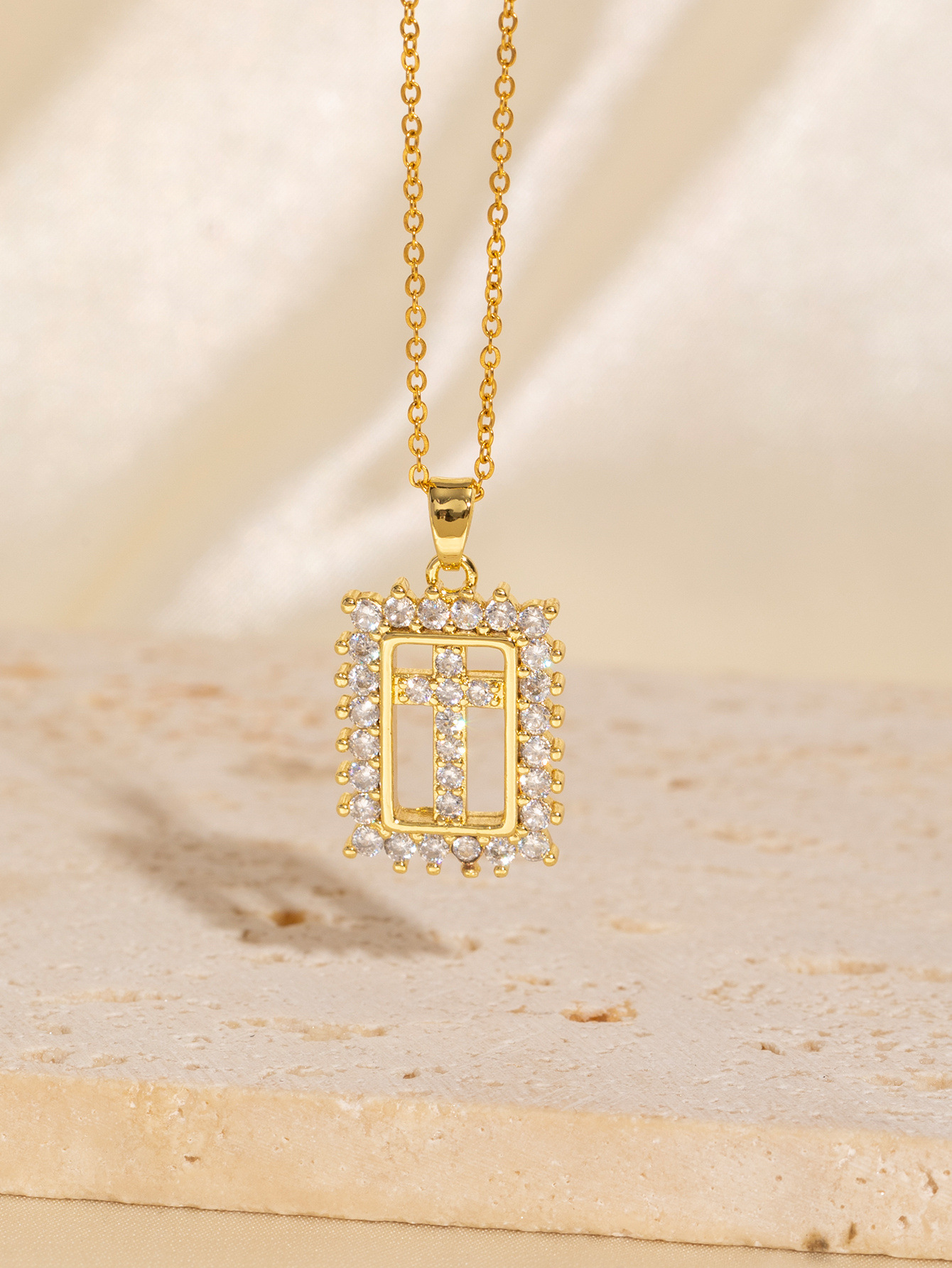 Copper Plating Cross Pendant Necklace display picture 6