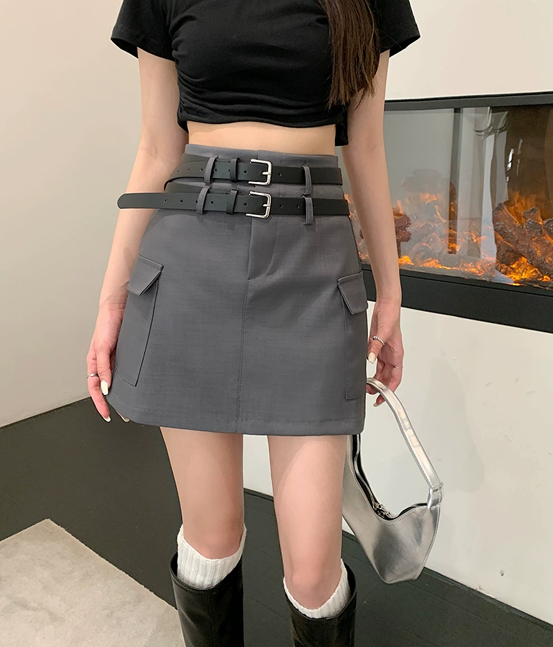 Серая юбка для женщин, летний дизайн, утягивающая спецодежда для горячих девушек, облегающая бедра юбка