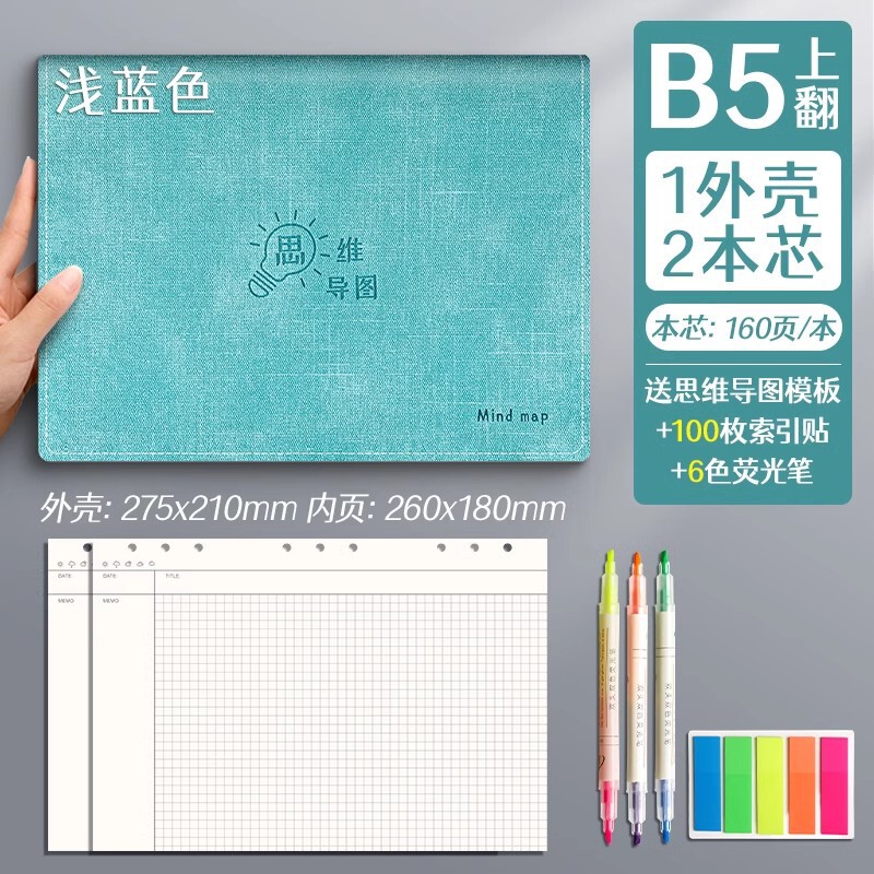 B 5思惟導図バインダーはメッシュの方眼ノートのソフトケースの大学院受験のA4を取り外して芯のノートを交換することができます。|undefined