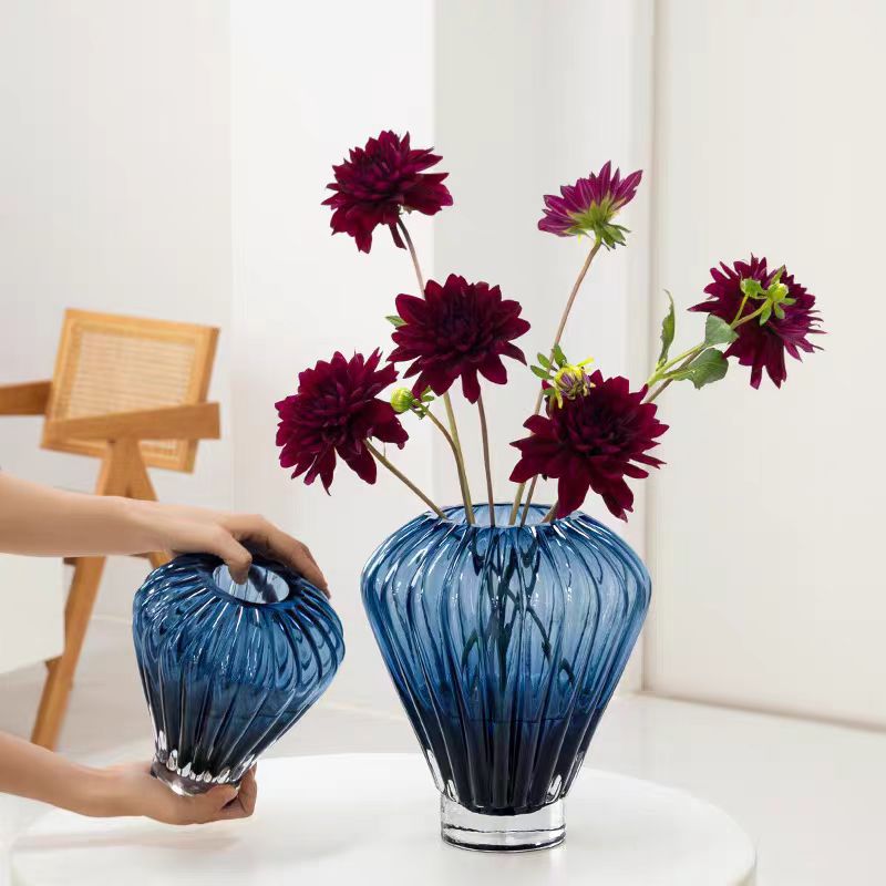 Light luxury high -grade blue vase decoration living room flower…