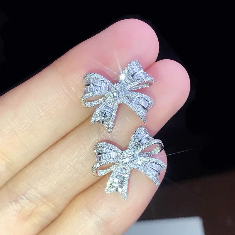Bow Knot Pattern IG Style Bow Knot Alloy Titanium Steel Plating Inlay Zircon Women's Rings Earrings Necklace