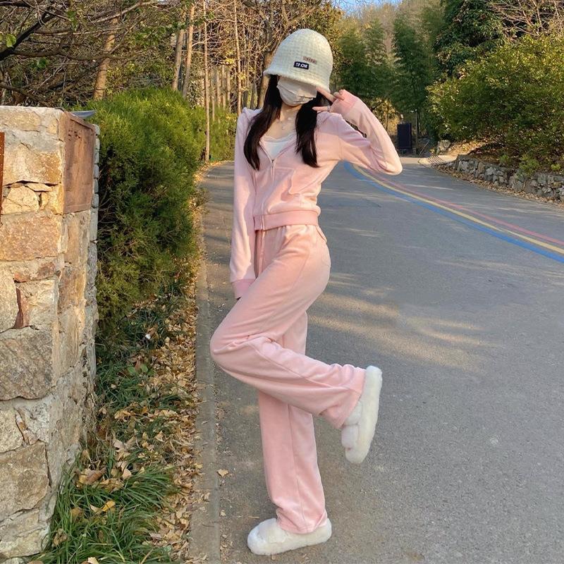 Spring and Autumn Petite Pink Casual Sportswear Set, Sweatshirt and Sweatpants, Slim Fit Two-Piece Set, 2026 New Stylish Model Spring and Autumn Petite Pink Casual Sportswear Set, Sweatshirt and Sweatpants, Slim Fit Two-Piece Set, 2026 New Stylish Model