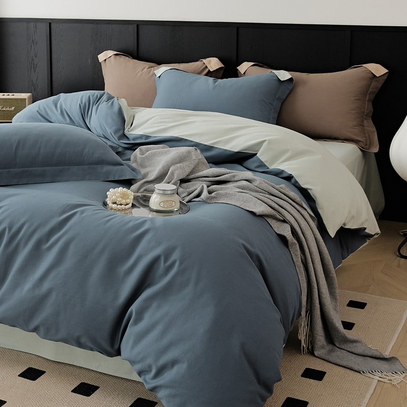 High-end 100 algodón largo molido de cuatro piezas de otoño invierno cálido cubierta de edredón de algodón puro pro-piel de algodón de tres piezas de cama gaza